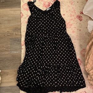Susina Black Midi Dress with Cream Dots